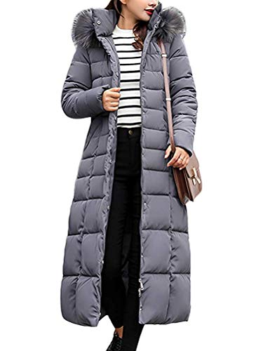 ORANDESIGNE Damen Warm Winterjacke Parka Jacke Mantel Lange Mit Fellkapuze Steppjacke Wintermantel Lässig Dicker Daunenjacke Daunenmantel Mit Gürtel (44, Grau) von ORANDESIGNE