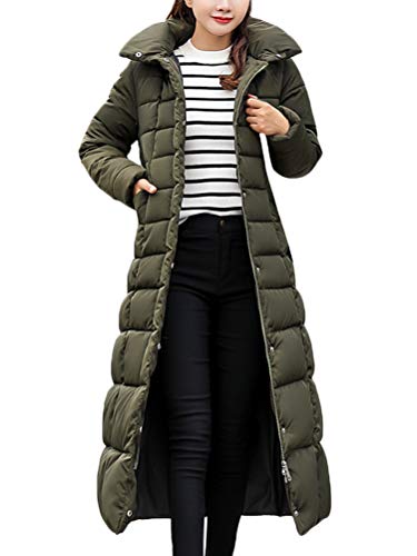 ORANDESIGNE Damen Warm Winterjacke Parka Jacke Mantel Lange Mit Fellkapuze Steppjacke Wintermantel Lässig Dicker Daunenjacke Daunenmantel Mit Gürtel (DE 38, Grün) von ORANDESIGNE