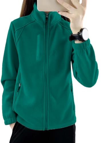 ORANDESIGNE Damen Weiche Polarfleece Jacke mit durchgehendem Reißverschluss in klassischer Passform Fleecejacke Wanderjacke Trainingsjacke Unterziehjacke Thermojacke Sweatjacke A Hellgrün XL von ORANDESIGNE
