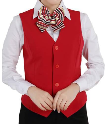 ORANDESIGNE Damen Weste Anzug Weste Anzugweste Kellnerweste Slim Fit Ärmellos Blazer Weste Formelle Geschäftskleidung Arbeitskleidung D Rot M von ORANDESIGNE