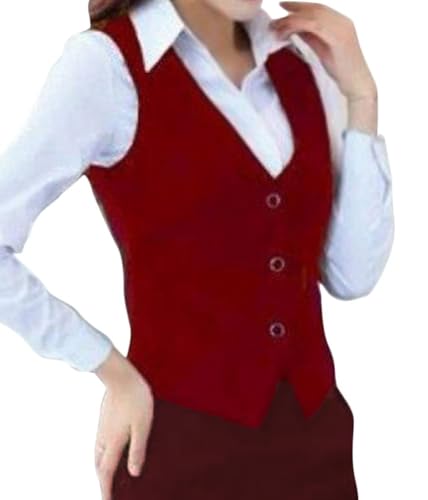 ORANDESIGNE Damen Weste Anzug Weste Anzugweste Kellnerweste Slim Fit Ärmellos Blazer Weste Formelle Geschäftskleidung Arbeitskleidung E Weinrot XL ORANDESIGNE Damen Weste Anzug Weste Anzugweste Kellnerweste Slim Fit Ärmellos Blazer Weste Formelle Geschäftskleidung Arbeitskleidung E Weinrot XL von ORANDESIGNE
