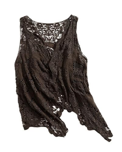 ORANDESIGNE Damen Weste Cardigan Sommer Hippie Gilet Häkeln Hohl Spitze Irregular Boho Ärmellos Cardigan Kurz Weste Outerwear Irregular Weste Strickjacke Beachwear A Kaffee Einheitsgröße ORANDESIGNE Damen Weste Cardigan Sommer Hippie Gilet Häkeln Hohl Spitze Irregular Boho Ärmellos Cardigan Kurz Weste Outerwear Irregular Weste Strickjacke Beachwear A Kaffee Einheitsgröße von ORANDESIGNE