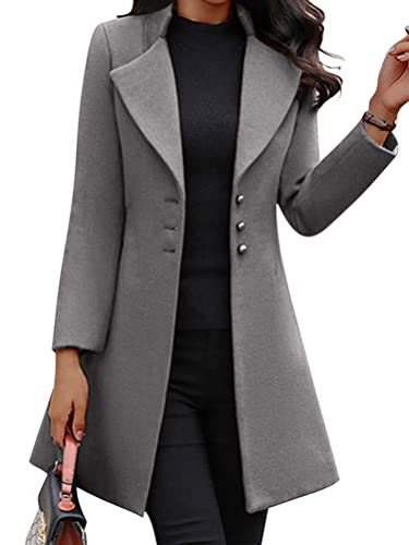 ORANDESIGNE Damen Winter Blazer Mantel Wollmantel Lang Warme üBergangsjacke Einfarbig Slim Fit Revers Blazer Jacke Windjacke Overcoat 01-grau M ORANDESIGNE Damen Winter Blazer Mantel Wollmantel Lang Warme üBergangsjacke Einfarbig Slim Fit Revers Blazer Jacke Windjacke Overcoat 01-grau M von ORANDESIGNE
