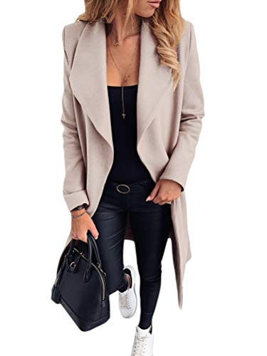 ORANDESIGNE Damen Winter Mantel Blazer Wollmantel Slim Fit Business Frauenmantel Herbst Winter Trenchcoat Lang Warme GroßE GrößEn üBergangsjacke Beige 46 von ORANDESIGNE