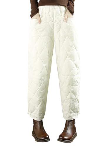 ORANDESIGNE Damen Winter Warme Gänse Daunenhose Warme Gefütterte Jogginghose Winddicht Winterhose Ultraleichte Schneehose B Weiß XL von ORANDESIGNE