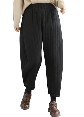 ORANDESIGNE Damen Winter Warme Gänse Daunenhose Warme Gefütterte Jogginghose Winddicht Winterhose Ultraleichte Schneehose D Schwarz M von ORANDESIGNE