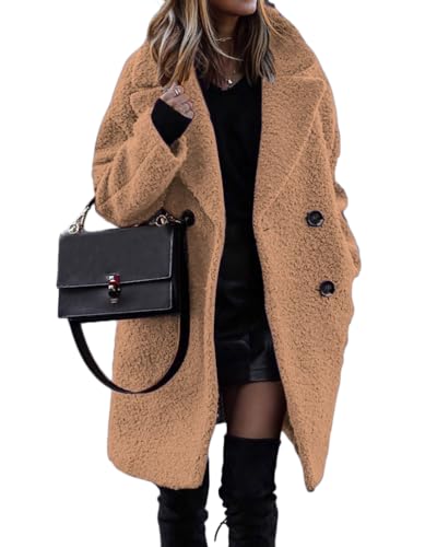 ORANDESIGNE Damen Winterjacke Revers Parka Elegant Trenchcoat Mantel Plüschjacke Plüschmantel Teddy Fleece Jacke Lang Cardigan Outwear Coat Übergangsjacke A Khaki XXL ORANDESIGNE Damen Winterjacke Revers Parka Elegant Trenchcoat Mantel Plüschjacke Plüschmantel Teddy Fleece Jacke Lang Cardigan Outwear Coat Übergangsjacke A Khaki XXL von ORANDESIGNE