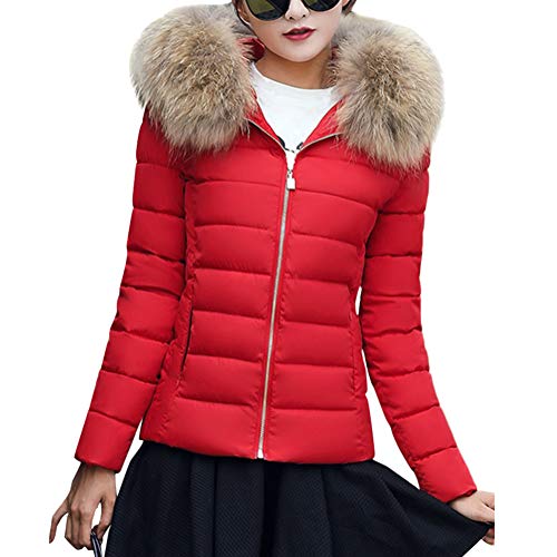 ORANDESIGNE Damen Winterjacke Wintermantel Lange Daunenjacke Jacke Outwear Frauen Winter Warm Daunenmantel Arbeiten Sie Festen beiläufigen dickeren dünnen Mantel Rot DE 40 von ORANDESIGNE