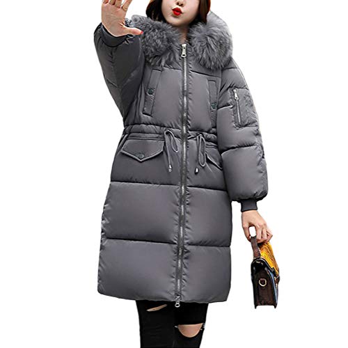 ORANDESIGNE Damen Winterjacke Wintermantel Lange Daunenjacke Jacke Outwear Frauen Winter Warm Dicker Daunenmantel Slim Steppmantel Parka Fellkapuze B Grau 34 von ORANDESIGNE