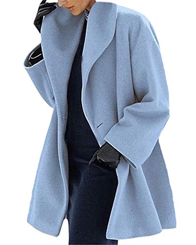 ORANDESIGNE Damen Wollmantel Trenchcoat Jacke Lang Warm Wintermantel Übergangs Jacke Parka mit Reverskragen Blau XXL ORANDESIGNE Damen Wollmantel Trenchcoat Jacke Lang Warm Wintermantel Übergangs Jacke Parka mit Reverskragen Blau XXL von ORANDESIGNE