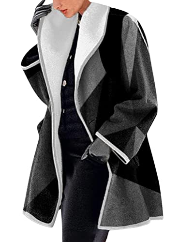 ORANDESIGNE Damen Wollmantel Trenchcoat Jacke Lang Warm Wintermantel Übergangs Jacke Parka mit Reverskragen Herbst Winter Mantel Langer Jacken Overcoat B 02 XXL von ORANDESIGNE