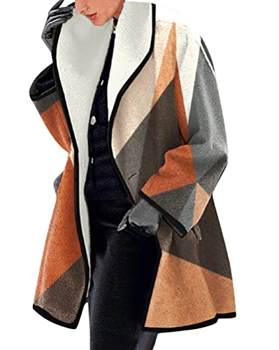 ORANDESIGNE Damen Wollmantel Trenchcoat Jacke Lang Warm Wintermantel Übergangs Jacke Parka mit Reverskragen Herbst Winter Mantel Langer Jacken Overcoat B 03 3XL von ORANDESIGNE