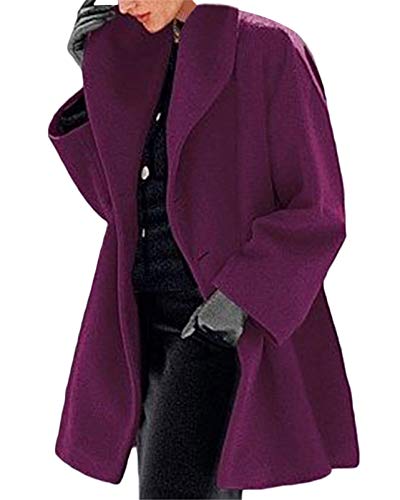 ORANDESIGNE Damen Wollmantel Trenchcoat Jacke Lang Warm Wintermantel Übergangs Jacke Parka mit Reverskragen Violett XXL ORANDESIGNE Damen Wollmantel Trenchcoat Jacke Lang Warm Wintermantel Übergangs Jacke Parka mit Reverskragen Violett XXL von ORANDESIGNE