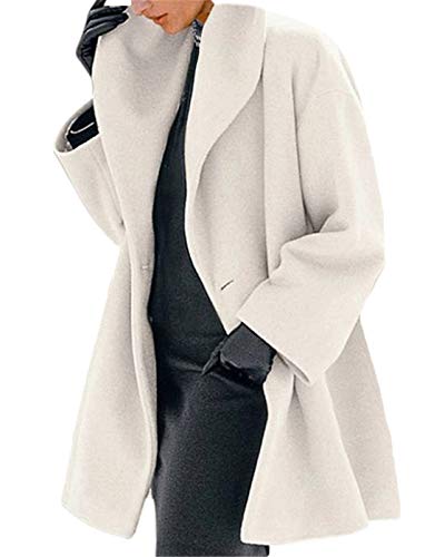 ORANDESIGNE Damen Wollmantel Trenchcoat Jacke Lang Warm Wintermantel Übergangs Jacke Parka mit Reverskragen Weiß XL ORANDESIGNE Damen Wollmantel Trenchcoat Jacke Lang Warm Wintermantel Übergangs Jacke Parka mit Reverskragen Weiß XL von ORANDESIGNE