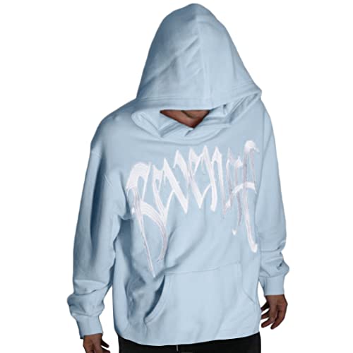 ORANDESIGNE Herren Hoodie Pullover Jacke Beschriftung Drucken Harajuku für Paare Kapuzenpullover Vintage Kapuzenjacke Unisex Locker Sweatjacke mit Kapuze 90er E-Girl Top F Blau M von ORANDESIGNE