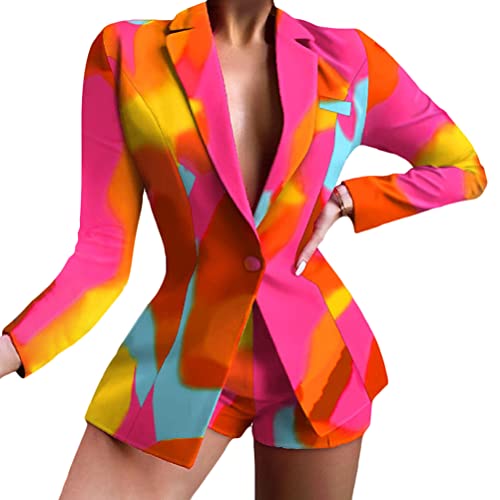 ORANDESIGNE Damen Zweiteiliger Anzug Set Revers Büro Business Formal Blazer Langarm Anzugjacke Hosenanzug Slim Fit Kurze Hose 2 Stück B Orange XXL ORANDESIGNE Damen Zweiteiliger Anzug Set Revers Büro Business Formal Blazer Langarm Anzugjacke Hosenanzug Slim Fit Kurze Hose 2 Stück B Orange XXL von ORANDESIGNE