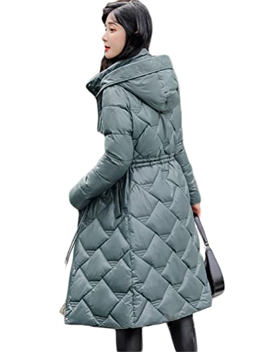 ORANDESIGNE Daunenjacke Damen Lang Winter Parka Warm Steppmantel Mit Kapuze Frauen Winterjacke Wintermantel Outwear Warm Mantel Übergangsjacke A blau M von ORANDESIGNE