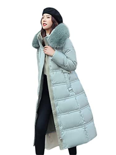 ORANDESIGNE Daunenjacke Damen Lang Winter Parka Warm Steppmantel Mit Kapuze Frauen Winterjacke Wintermantel Outwear Warm Mantel Übergangsjacke D-hellgrün-01 S von ORANDESIGNE