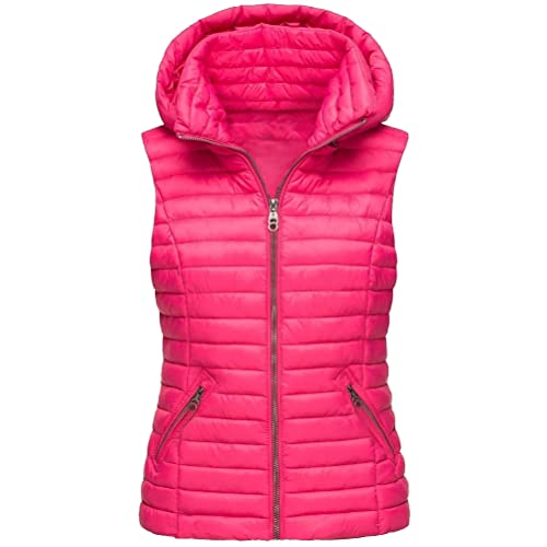 ORANDESIGNE Daunenweste Damen Wintermantel Vest mit Kapuze Weste Mantel Ärmellose Warmer Daunenmantel mit Taschen Steppweste Damen Daunenjacke Steppjacke Outdoor C Rosarot M von ORANDESIGNE