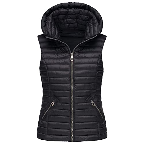 ORANDESIGNE Daunenweste Damen Wintermantel Vest mit Kapuze Weste Mantel Ärmellose Warmer Daunenmantel mit Taschen Steppweste Damen Daunenjacke Steppjacke Outdoor C Schwarz XL von ORANDESIGNE