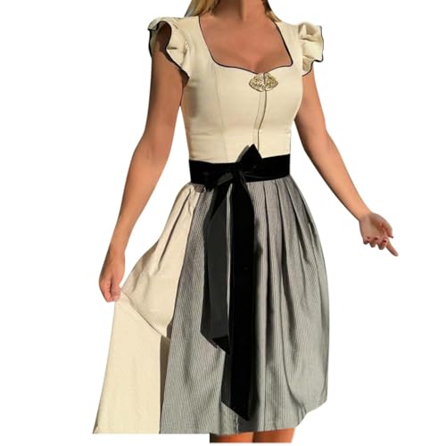 ORANDESIGNE Dirndl Damen Dirndelkleider Günstig Oktoberfest Outfit Dirndl-Komplettsets Dirndlbluse Oktoberfest-Kostüm A Weiß XL von ORANDESIGNE