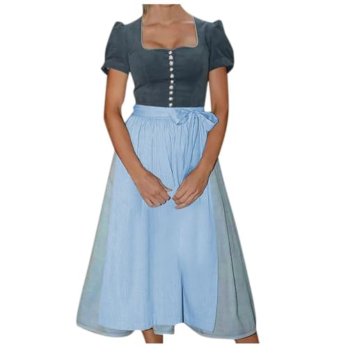 ORANDESIGNE Dirndl Damen Dirndelkleider Günstig Oktoberfest Outfit Dirndl-Komplettsets Dirndlbluse Oktoberfest-Kostüm D Dunkelgrau XXL von ORANDESIGNE