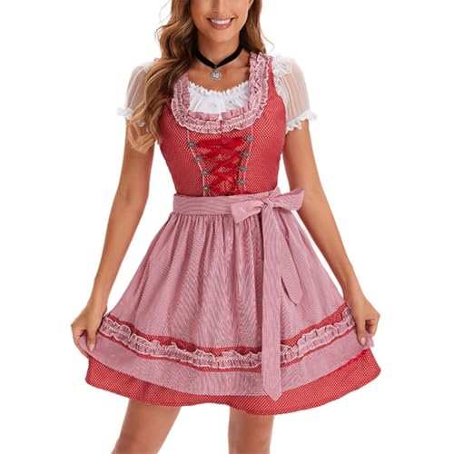 ORANDESIGNE Dirndl Damen Dirndelkleider Günstig Oktoberfest Outfit Dirndl-Komplettsets Dirndlbluse Oktoberfest-Kostüm G Rot XXL von ORANDESIGNE