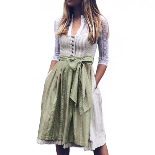 ORANDESIGNE Dirndl Damen Dirndelkleider Günstig Oktoberfest Outfit Dirndl-Komplettsets Dirndlbluse Oktoberfest-Kostüm V Hellgrau XL von ORANDESIGNE