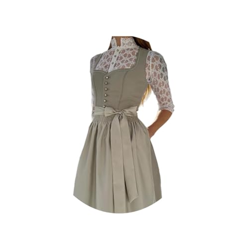 ORANDESIGNE Dirndl Damen Dirndelkleider Günstig Oktoberfest Damen Outfit Dirndl-Komplettsets Midi Dirndl Lang Grosse Grössen Dirndlbluse Oktoberfest-Kostüm Z02 Grau L von ORANDESIGNE
