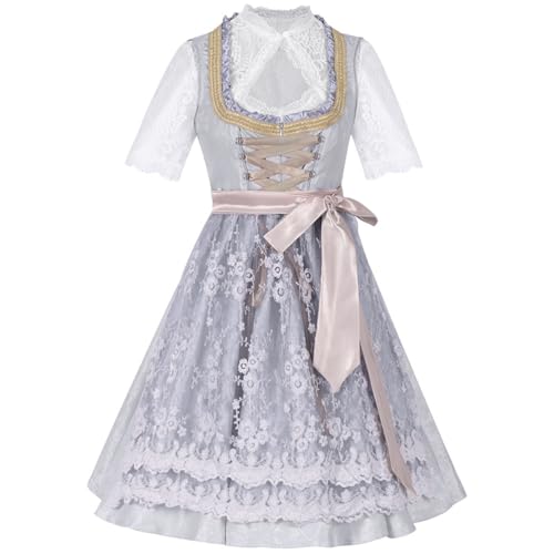 ORANDESIGNE Dirndl Damen Dirndelkleider Günstig Oktoberfest Outfit Dirndl-Komplettsets Dirndlbluse Oktoberfest-Kostüm P Grau XS von ORANDESIGNE