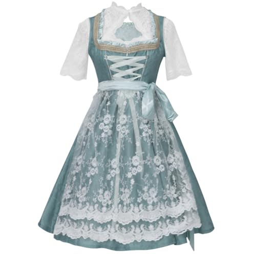 ORANDESIGNE Dirndl Damen Dirndelkleider Günstig Oktoberfest Outfit Dirndl-Komplettsets Dirndlbluse Oktoberfest-Kostüm P Grün L von ORANDESIGNE