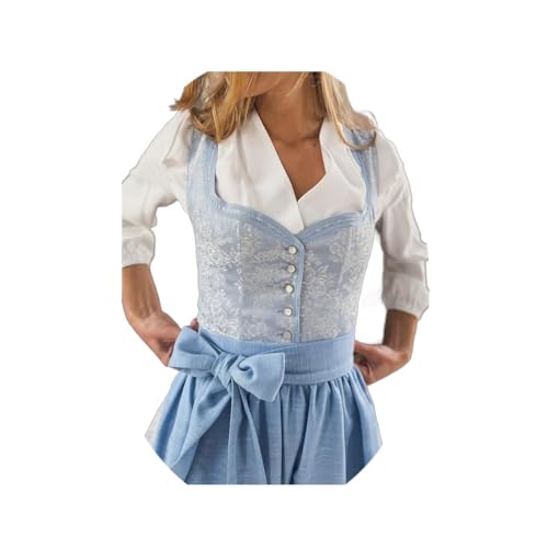 ORANDESIGNE Dirndl Damen Dirndlkleid Knielang Midi Trachtenrock Oktoberfest Outfit Grosse Grössen C Hellblau S von ORANDESIGNE