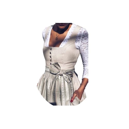 ORANDESIGNE Dirndl Damen Dirndlkleid Knielang Midi Trachtenrock Oktoberfest Outfit Grosse Grössen F Beige XXL ORANDESIGNE Dirndl Damen Dirndlkleid Knielang Midi Trachtenrock Oktoberfest Outfit Grosse Grössen F Beige XXL von ORANDESIGNE