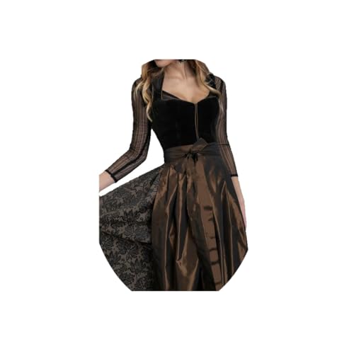 ORANDESIGNE Dirndl Damen Dirndlkleid Knielang Midi Trachtenrock Oktoberfest Outfit Grosse Grössen J Schwarz XL von ORANDESIGNE