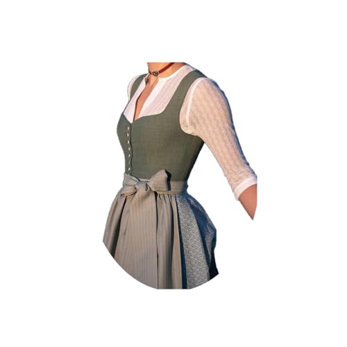 ORANDESIGNE Dirndl Damen Dirndlkleid Knielang Midi Trachtenrock Oktoberfest Outfit Grosse Grössen L Grün XS von ORANDESIGNE