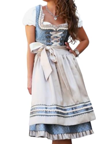 ORANDESIGNE Dirndl Damen midi Trachtenkleid Damen Trachtenrock Trachtenmode Kleid Dirndlbluse für Oktoberfest 3XL R Weiß von ORANDESIGNE