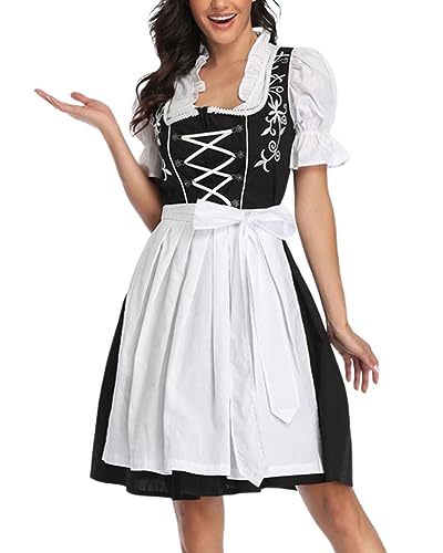 ORANDESIGNE Dirndl Damen midi Trachtenkleid Damen Trachtenrock Trachtenmode Kleid Dirndlbluse für Oktoberfest M Weiß XXL von ORANDESIGNE