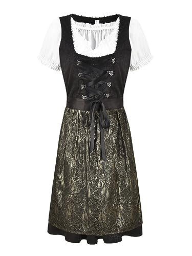 ORANDESIGNE Dirndl Damen midi Trachtenkleid Damen Trachtenrock Trachtenmode Kleid Dirndlbluse für Oktoberfest N Schwarz M von ORANDESIGNE