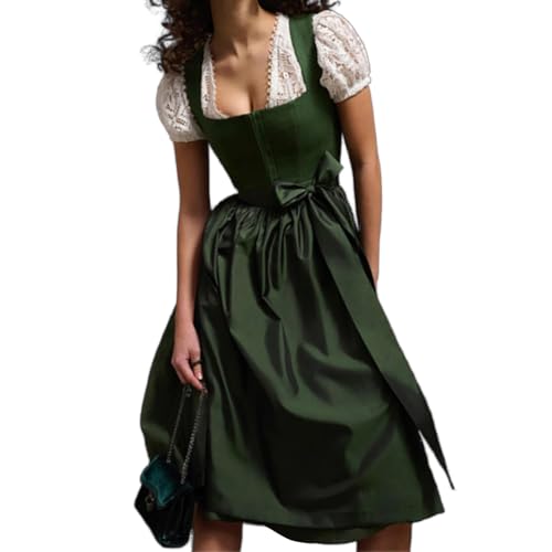 ORANDESIGNE Dirndl für Damen Tracht Dirndl Kleid Midi Trachtenmode Dirndelkleider für Oktoberfest Besondere Anlässe D Grün XS von ORANDESIGNE