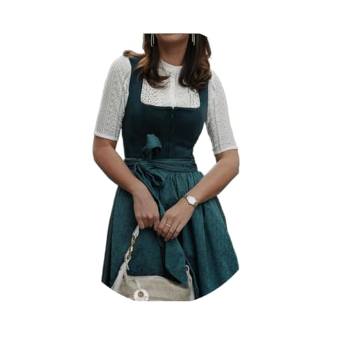 ORANDESIGNE Dirndl für Damen Tracht Dirndl Kleid Midi Trachtenmode Dirndelkleider für Oktoberfest Besondere Anlässe G Dunkelgrün XS von ORANDESIGNE