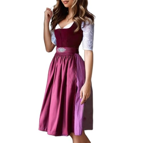 ORANDESIGNE Dirndl für Damen Tracht Dirndl Kleid Midi Trachtenmode Dirndelkleider für Oktoberfest Besondere Anlässe I Rot XXL von ORANDESIGNE