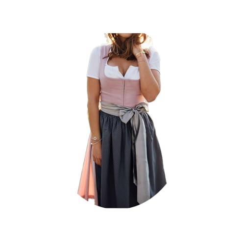 ORANDESIGNE Dirndl für Damen Tracht Dirndl Kleid Midi Trachtenmode Dirndelkleider für Oktoberfest Besondere Anlässe P Rosa L von ORANDESIGNE