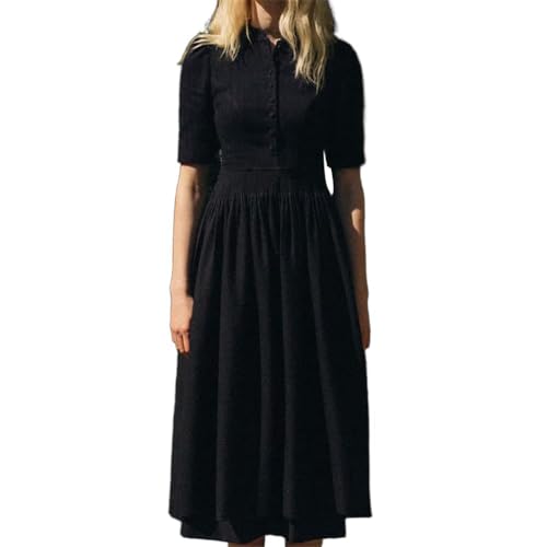 ORANDESIGNE Dirndl für Damen Tracht Dirndl Kleid Midi Trachtenmode Dirndelkleider für Oktoberfest Besondere Anlässe R Schwarz L von ORANDESIGNE