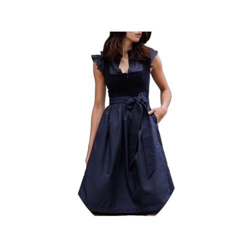 ORANDESIGNE Dirndl für Damen Tracht Dirndl Kleid Midi Trachtenmode Dirndelkleider für Oktoberfest Besondere Anlässe T Dunkelblau M von ORANDESIGNE