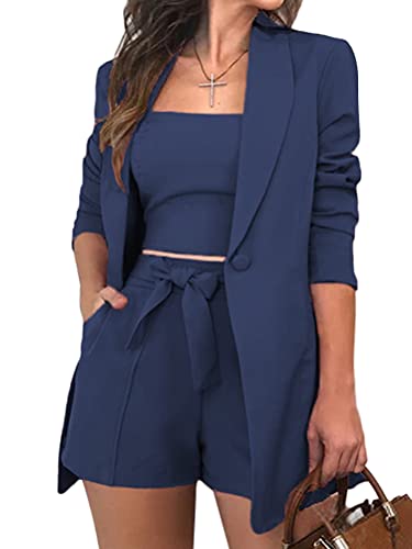ORANDESIGNE Dreiteiliger Anzug Damen Einfarbiges Leibchen Mode EIN Knopf Blazer Hoher Taille Shorts mit Gürtel Tasche 3 Set Damen Oberteile Weste Blazer Mantel Anzugshorts Sommer A Marine M ORANDESIGNE Dreiteiliger Anzug Damen Einfarbiges Leibchen Mode EIN Knopf Blazer Hoher Taille Shorts mit Gürtel Tasche 3 Set Damen Oberteile Weste Blazer Mantel Anzugshorts Sommer A Marine M von ORANDESIGNE