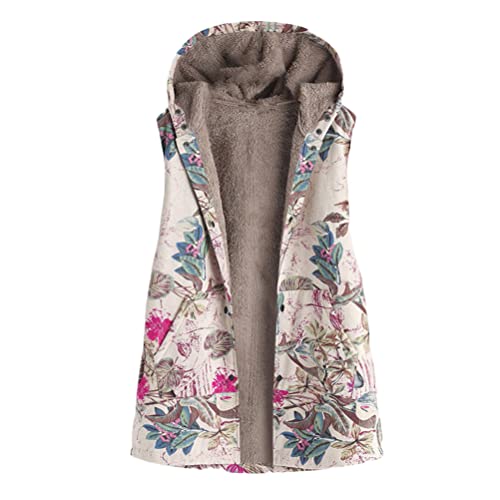ORANDESIGNE Fleeceweste Damen Ärmellos Lang Weste Outdoor Leicht Hooded Plüschweste Kunstfell Jacke Fleecemantel Kuschel Veste Elegant Farbig Bunt Pelzweste Warm Winter Fleecejacke Lang-02 M von ORANDESIGNE