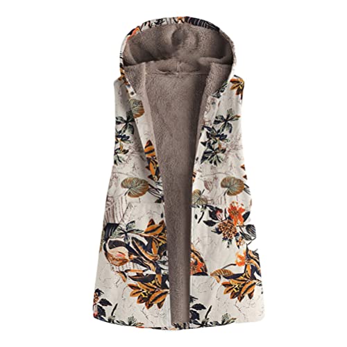 ORANDESIGNE Fleeceweste Damen Ärmellos Lang Weste Outdoor Leicht Hooded Plüschweste Kunstfell Jacke Fleecemantel Kuschel Veste Elegant Farbig Bunt Pelzweste Winter Warm Fleecejacke Lang-03 XL von ORANDESIGNE