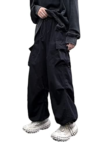 ORANDESIGNE Gothic Cargohose mit Taschen für Männer Frauen Mädchen Seitenschlitz Baggy Streetwear Y2K Hosen K Schwarz XS von ORANDESIGNE