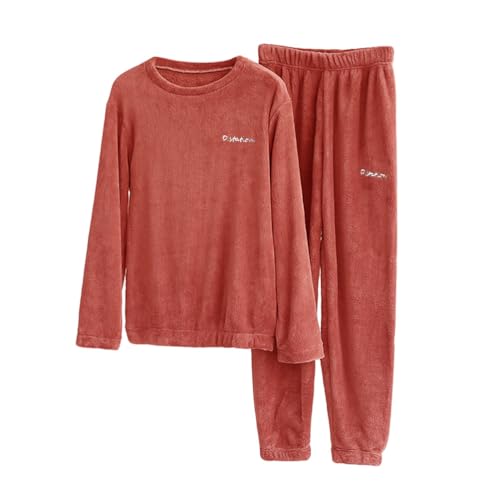 ORANDESIGNE Hausanzug Damen Pyjama Set Freizeitanzug mit Reißverschluss Trainingsanzug Schlafanzug Nachtwäsche Home Kleidung Dick Warm Korallensamt Weiblich Nachthemd Pyjama D Rot M von ORANDESIGNE