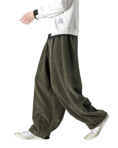ORANDESIGNE Herren Baggy Cordhose Ausgebeult Cord Jogginghose Lässig Lose Leicht Elastische Taille Haremshose Männer Loose Hip Hop Staight Jogger Hose A Grün XL ORANDESIGNE Herren Baggy Cordhose Ausgebeult Cord Jogginghose Lässig Lose Leicht Elastische Taille Haremshose Männer Loose Hip Hop Staight Jogger Hose A Grün XL von ORANDESIGNE